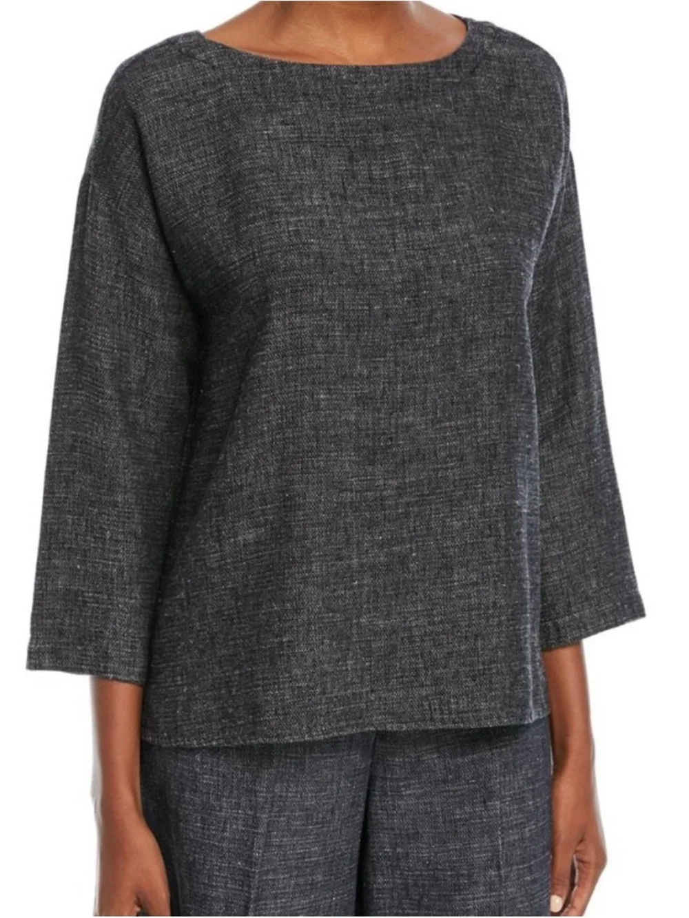 Eileen Fisher Hemp & Organic Cotton Box Top XS indigo oversized boxy lagenlook - Picture 3 of 11